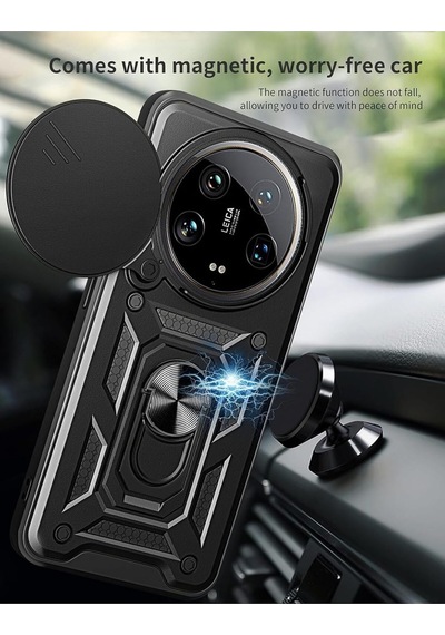 Tr Xiaomi 13 Ultra İle Uyumlu Kaze Tora Kamera Korumalı Sürgülü Yüzüklü Armor Military Tank Kızaklı Kılıf Ka