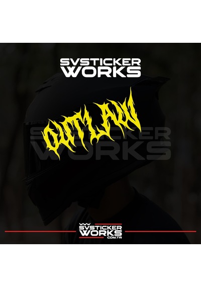 Outlaw Yazılı Kask Sticker Tüm Kasklar Uyumlu Tek Yön 1 Adet Sarı