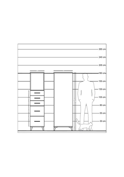 Kronos Dolap Tek Raflı 5 Çekmeceli 44x59x182 Çam-aytaşı Atlas Çam