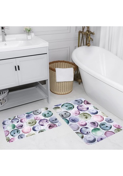 Rovigo Home Baskılı Kaymaz Taban 2 Li Banyo Paspas Takım Rvg5089-100X60-60X50 Çok Renkli