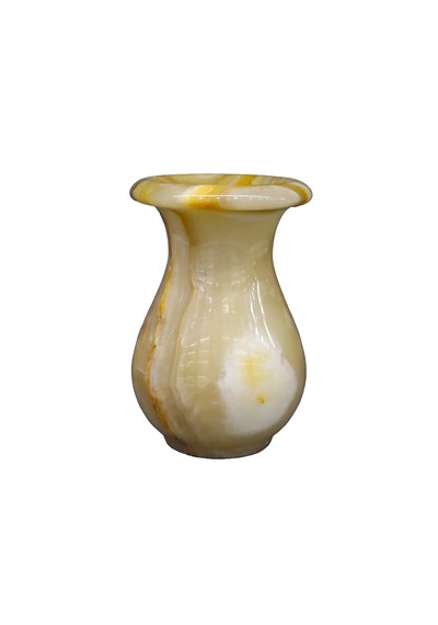 Doğal Oniks Taş Lale Vazo Şık Ve Dekoratif El İşçiliği-12cm
