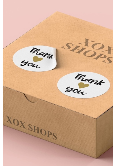 Gold Kalpli Thank You Kargo Sticker 3x3cm St2144 Çok Renkli