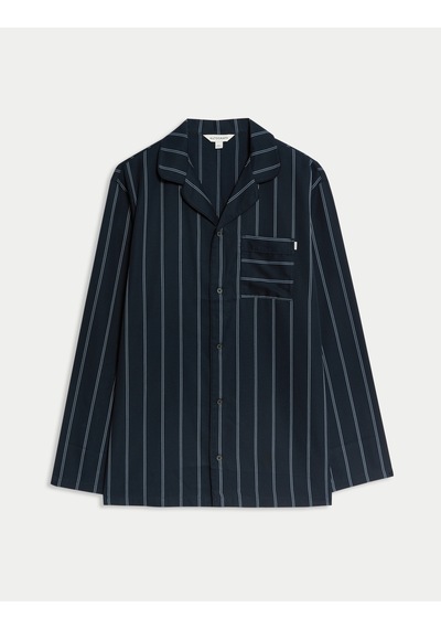 Marks & Spencer Saf Lyocell Çizgili Pijama Üstü T07001325a Lacivert