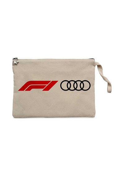 F1 Audi Logo Krem Clutch Astarlı Cüzdan / El Çantası Krem