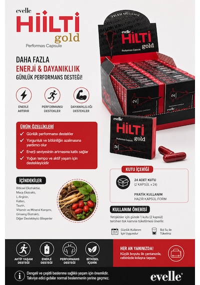 Gold Performans Kapsülü 24 Kutu X 2 Kapsül Enerji İçeceği