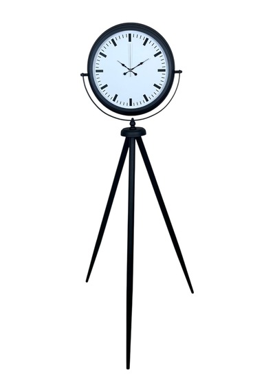 Siyah & Beyaz Saf Sade Tasarım Tripod Ayaklı Saat