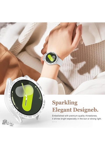 Samsung Galaxy Uyumlu Watch 8 40mm Tek Sıra Taşlı Kasa Koruyucu Ekran Koruyucusuz Teksıra