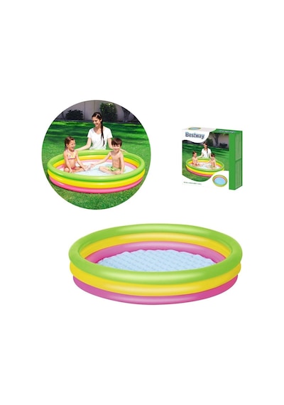 Su Pompalı- Bestway 51104. 3 Boğum Şişme Zemin Havuz-102x25cm Çok Renkli
