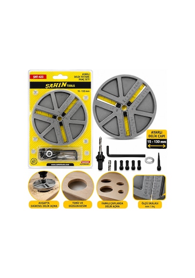 Hassas Dengeleme - Darbe Dayanlıklı Ayarlı Delik Testere Panç Set 45-130mm 5468