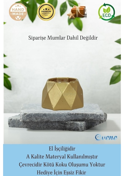 Mumluk Şamdan 3 Adet Tealight Uyumlu Poly 1 Küçük Model - Altın