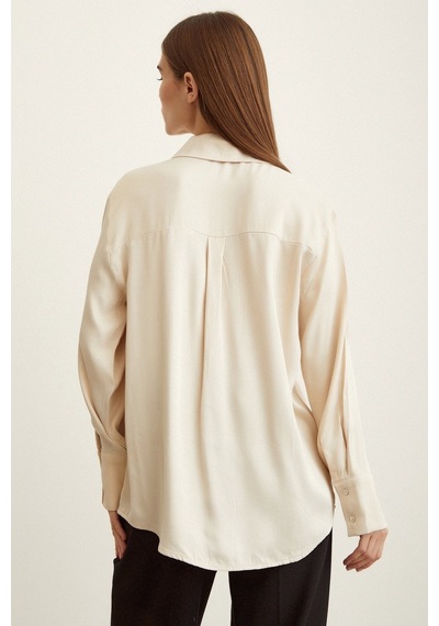 Never More Saten Gömlek Taş
