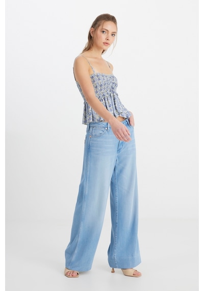 Wrangler Regular Fit Normal Kesim Kalp Yaka Mavi Bluz W241605400 Mavi