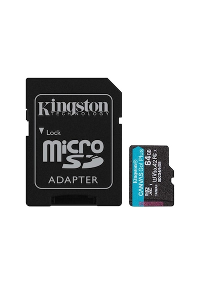 Kingston 64gb Microsdxc Canvas Go Plus Gen4 200mb-s A2 U3 V30 Card + Adp Hafıza Kartı