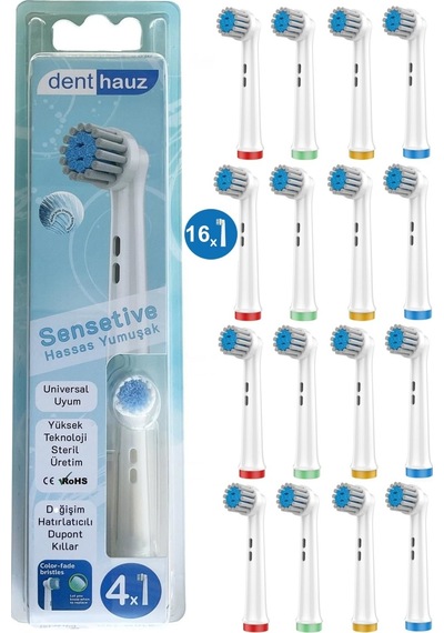 Sensetive - Ekstra Yumuşak Oral B Şarjlı Diş Fırçası Yedek Başlığı - 16 Adet Yedek Başlık