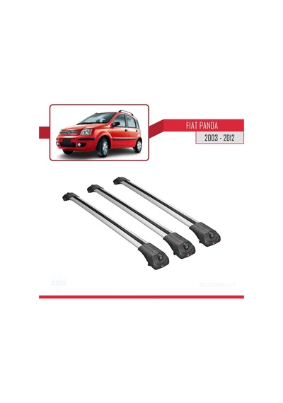 Fiat Panda 2003-2012 Arası İle Uyumlu Ace-1 Ara Atkı Tavan Barı Gri 3 Adet Bar