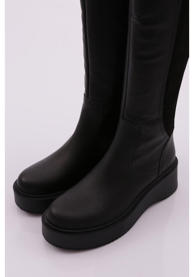 Dgn 22535-22k Kadin Kalin Taban Fermuarli Knee High Çizme 22535-2-R2119 Siyah