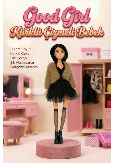 Good Girl 30 Cm Kürklü Ceketli Ve Çizmeli Moda Bebeği - Şık Aksesuarlı Manken Oyuncak Bebek Y