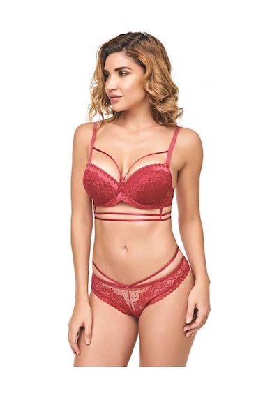 MAN4724-1022 Anıl İç Giyim Kadın Balenli Destekli Dolgulu Askıları Çıkabilen Yaka Detayl Göğüs Altı İç Çamaşırı Takımları 37747100 Çok Renkli