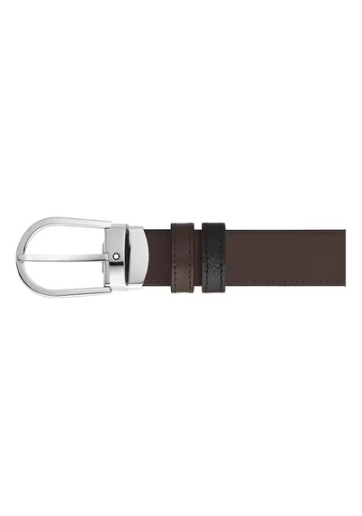 Montblanc Grain Deri At Nalı Tokalı 30 Mm Çift Taraflı Kemer 2221 Siyah