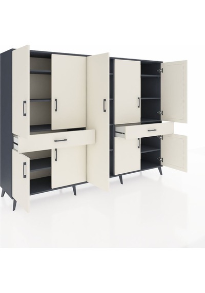 Hyperion Dolap 12 Raflı 2 Çekmeceli 8 Kapaklı 220x44x163 Antrasit Antrasit-aytaşı Hyperion Dolap 12 Raflı 2 Çekmeceli 8 Kapaklı 220x44x163 Antrasit Antrasit-aytaşı