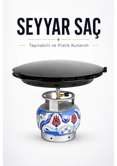 Gülsan Çift Fonksiyonlu Kavurma Sacı Gözleme Sacı 45 Cm Seyyar Sac Kırmızı