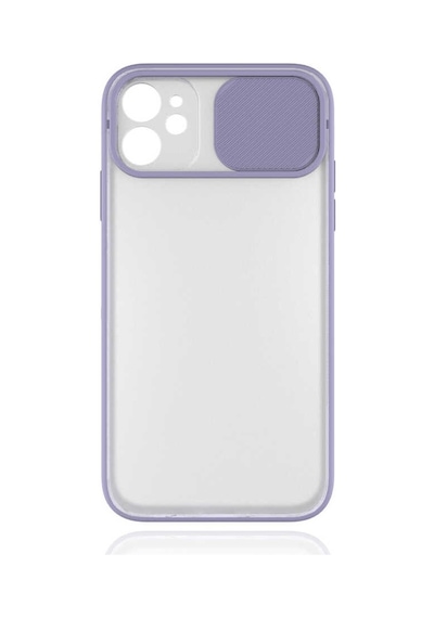 Kilifone - Apple Uyumlu iPhone 11 - Kılıf Slayt Sürgülü Arkası Buzlu Lensi Kapak - Lila