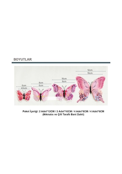 Çift Kanatlı Kelebek Özel Kelebekler Yeni Model 3D Duvar Ve Buzdo (413313668)