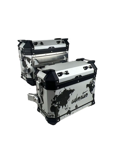 Coocase Alüminyum Yan Çanta 28/33lt Takım Metal Gümüş Adventure-world/black