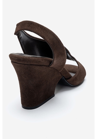 Luvishoes Zyra Kahverengi Süet Kadın Dolgu Topuklu Ayakkabı
