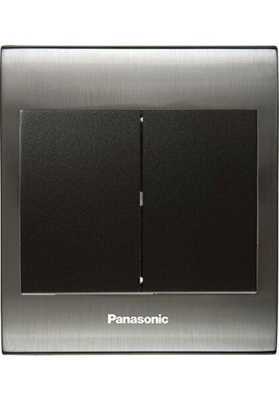 Viko Panasonic Thea Blu İkili Anahtar, Çerçeve Inox+beyaz, Kapak Siyah