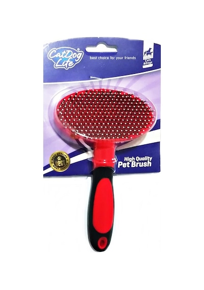 Özel Tasarım İnce Telli Tüy Tarama Kedi Fırçası 16 Cm - Kırmızı