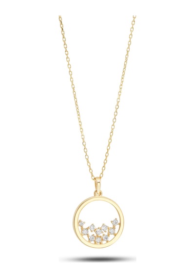 Debora Jewelry 14 Ayar Altın Zirkon Taşlı Modern Kolye