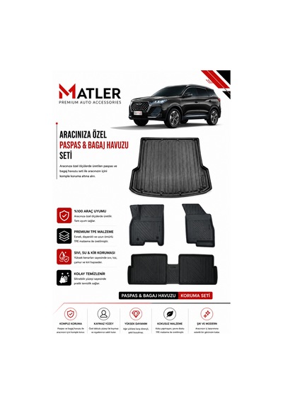 Chery Tiggo 7 Pro Max 2024 Model 4d Ekstra Havuzlu Paspas Ve Bagaj Havuzu Set