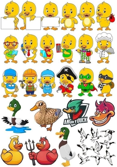Ördek Temalı Sticker Set-3 25 Parça Telefon, Tablet, Defter, Laptop Sticker