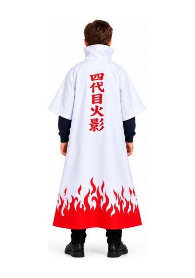 Çocuk Minato Namikaze Cosplay Pelerini Beyaz
