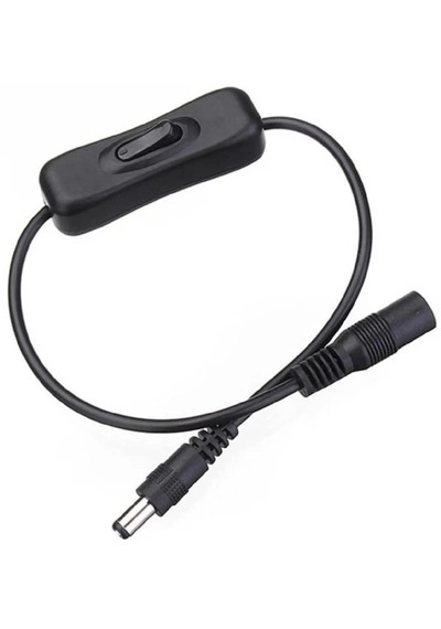 30cm Dc Adaptör Dişi - Erkek Bağlantı Kablo 5.5x2.1mm On/off Duy Anahtarlı