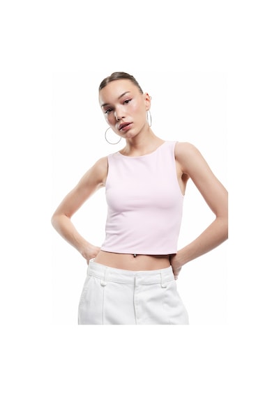 Koton Bisiklet Yaka Kolsuz Dar Kesim Pamuklu Basic Crop Atlet Pembe 5sal30204ık Gül