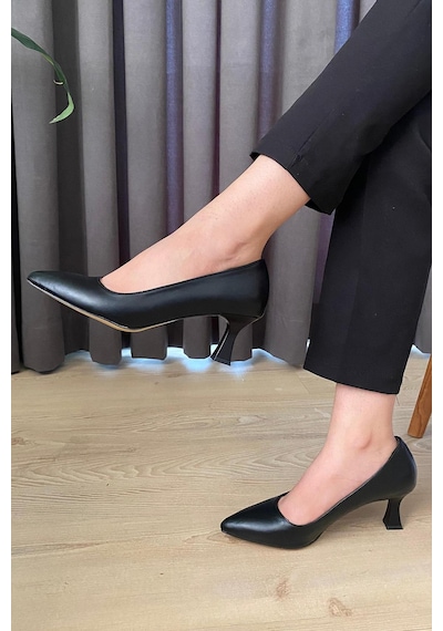 Preshley Kadın Sity Siyah Cilt 6 Cm İnce Topuklu Stiletto Siyah