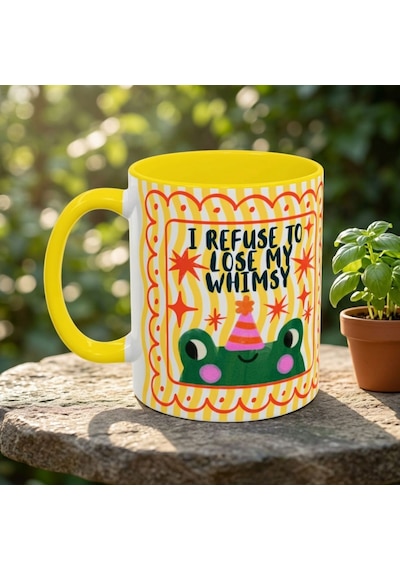 I Refuse The Lose My Whimsy Özel Tasarım Sevimli Kurbağa Renkli Porselen Kupa Çok Renkli