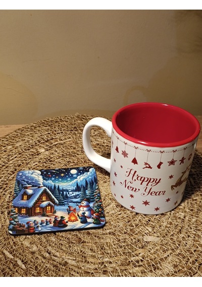 Happy New Year Yılbaşı Kupa Ve Bardak Altlığı Diğer