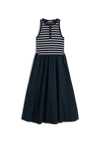 Tommy Hilfiger Gold Button Poplın Mıx Dress Kadın Mavi Elbise - Ww0ww49628