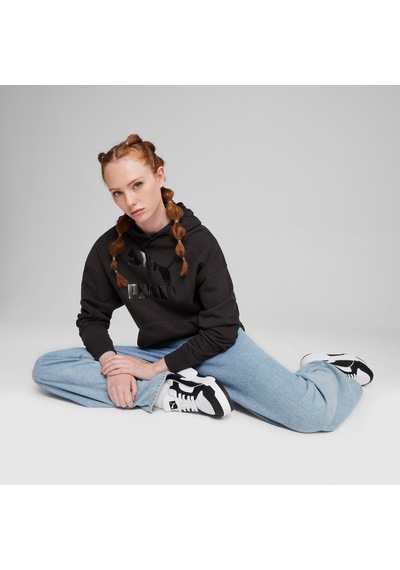 Puma Classics Shiny Logo Kadın Siyah Sweatshirt625595