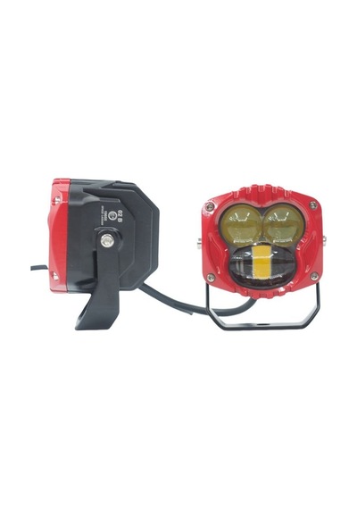 Offroad Sis Lambası Sarı-beyaz Set Kırmızı Çerçeve 7.3 X 6.8 X 6.8 Cm 12-30v / Lass369-1