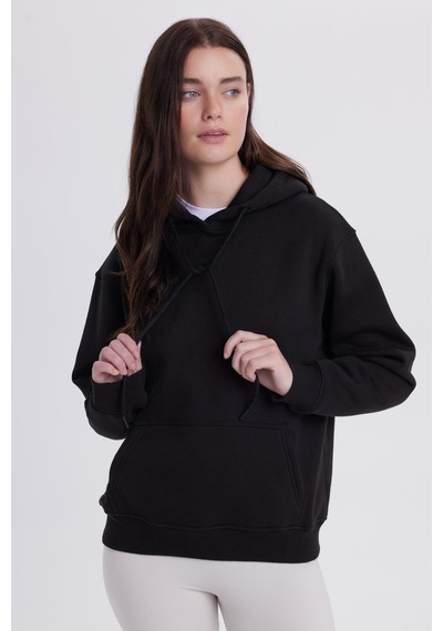 Tudors Kadın Relax Fit Rahat Kesim Pamuklu Kapüşonlu Kanguru Cepli Siyah Sweatshirt-39933 SiYAH Tudors Kadın Relax Fit Rahat Kesim Pamuklu Kapüşonlu Kanguru Cepli Siyah Sweatshirt-39933 SiYAH