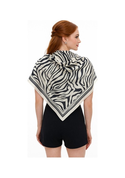 Tarzını Seç Beyaz Zebra Fular / Bandana / Aksesuar / Eşarp 90x90 Cm