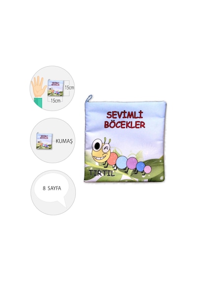 Tox Sevimli Böcekler Kumaş Sessiz Kitap T054 - Bez Kitap , Eğitici Oyuncak , Yumuşak Ve Hışırtılı