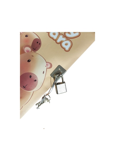 Capybara Hatıra Defteri Günlük Kilitli Defter 80 Yaprak - Sweet Kapibara Kahverengi