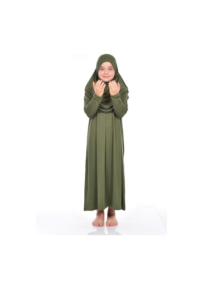 Ihvan Çocuk Pratik Namaz Elbisesi 8-12 Yaş Haki Çok Renkli