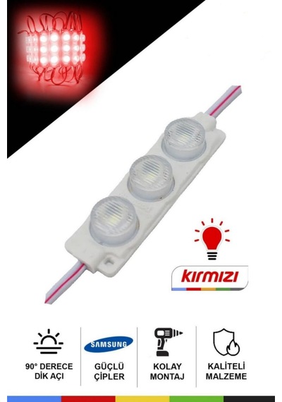 Dc 12v 3w Kırmızı Modül Parmak Led Su Geçirmez Tabela Aydınlatma Dekoratif Led Modül 1 Adet
