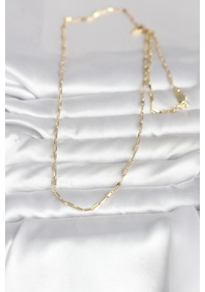 Cm 14k Gold Renk İnce Ataç Zincir Model 60 Cm Kadın Kolye Altın - Beyaz